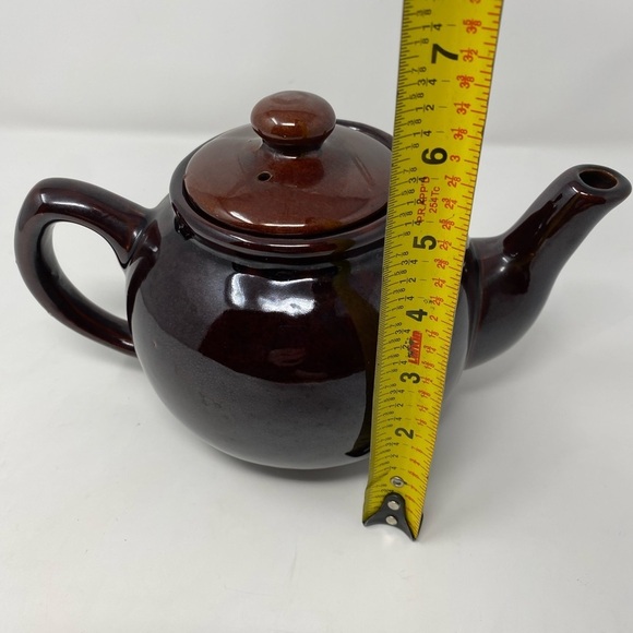 Elegant Vintage Dark Brown Ceramic Teapot - Picture 8 of 9